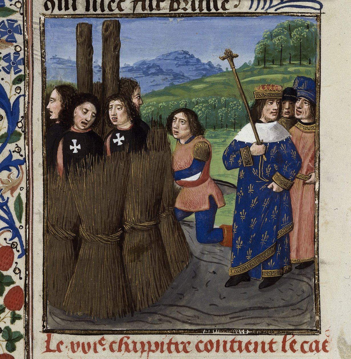 حرق فرسان الهيكل من: De casibus virorum illustrium بواسطة Giovanni Boccaccio بواسطة ماجستير النقوش البيضاء