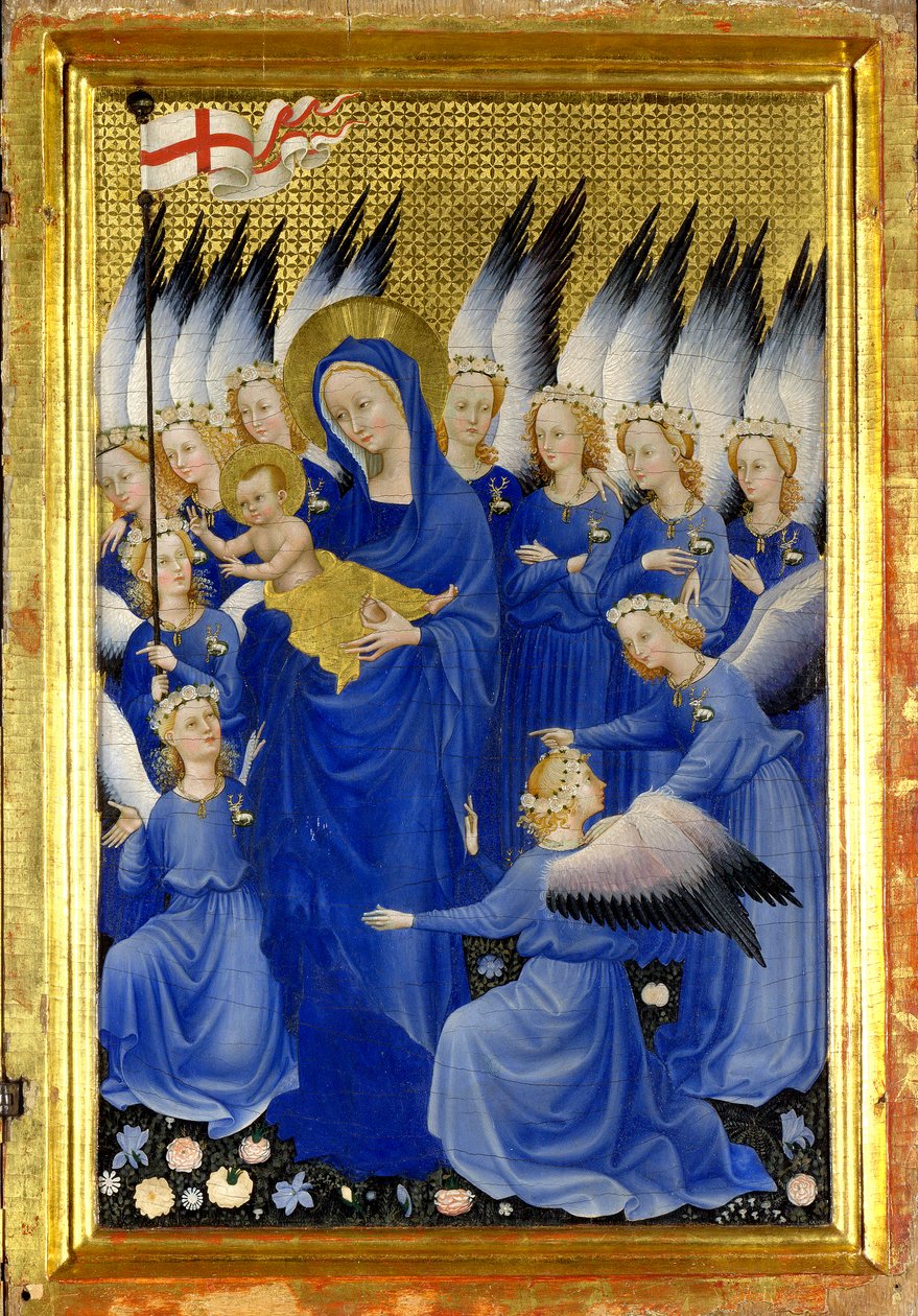 العذراء والطفل مع الملائكة (اللوحة الداخلية اليمنى من Wilton Diptych) بواسطة سيد ويلتون ديبتيتش