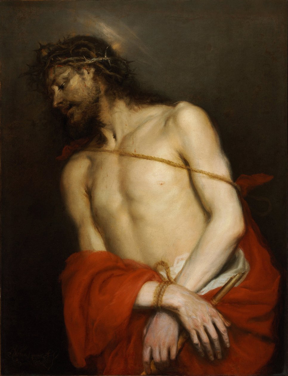 المسيح مع القصب ، المعروف أيضًا باسم Ecce Homo - Ecce Homo - Cerezo ، Mateo ، الأصغر (1637-1666) - حوالي 1665 - زيت على قماش - 98x75 - Szepmuveszeti Muzeum ، بودابست بواسطة ماتيو سيريزو