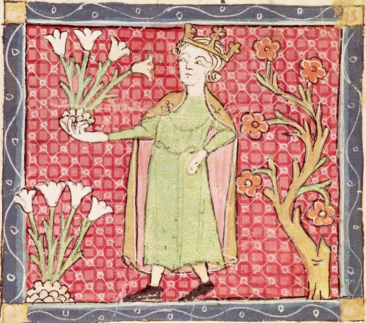 Fol.58v أبريل: قطف الزهور بواسطة Matfre Ermengaut