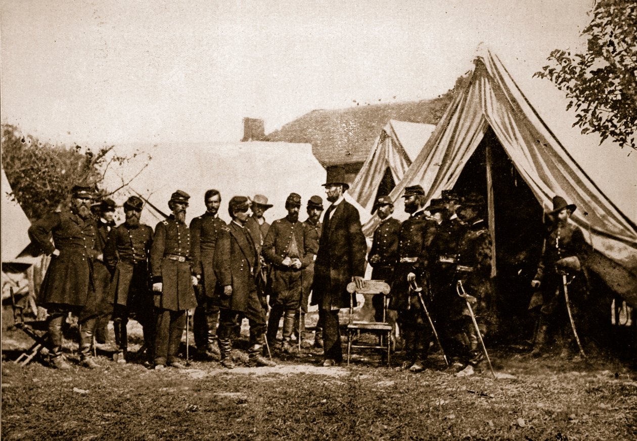الرئيس لينكولن يزور المخيم في أنتيتام ، 4 أكتوبر 1892 (صورة بني داكن) بواسطة ماثيو ب برادي