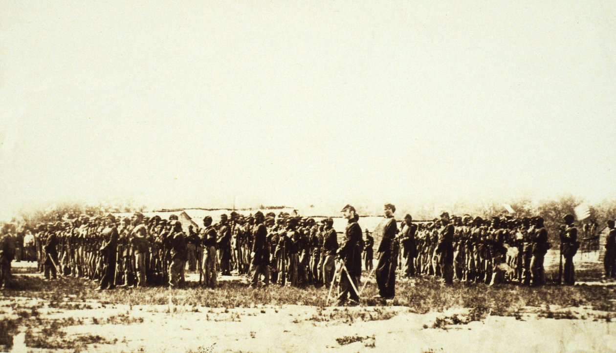 أول مشاة أمريكية ملونة ، حانة. c.1860s (صورة بني داكن) بواسطة ماثيو ب برادي