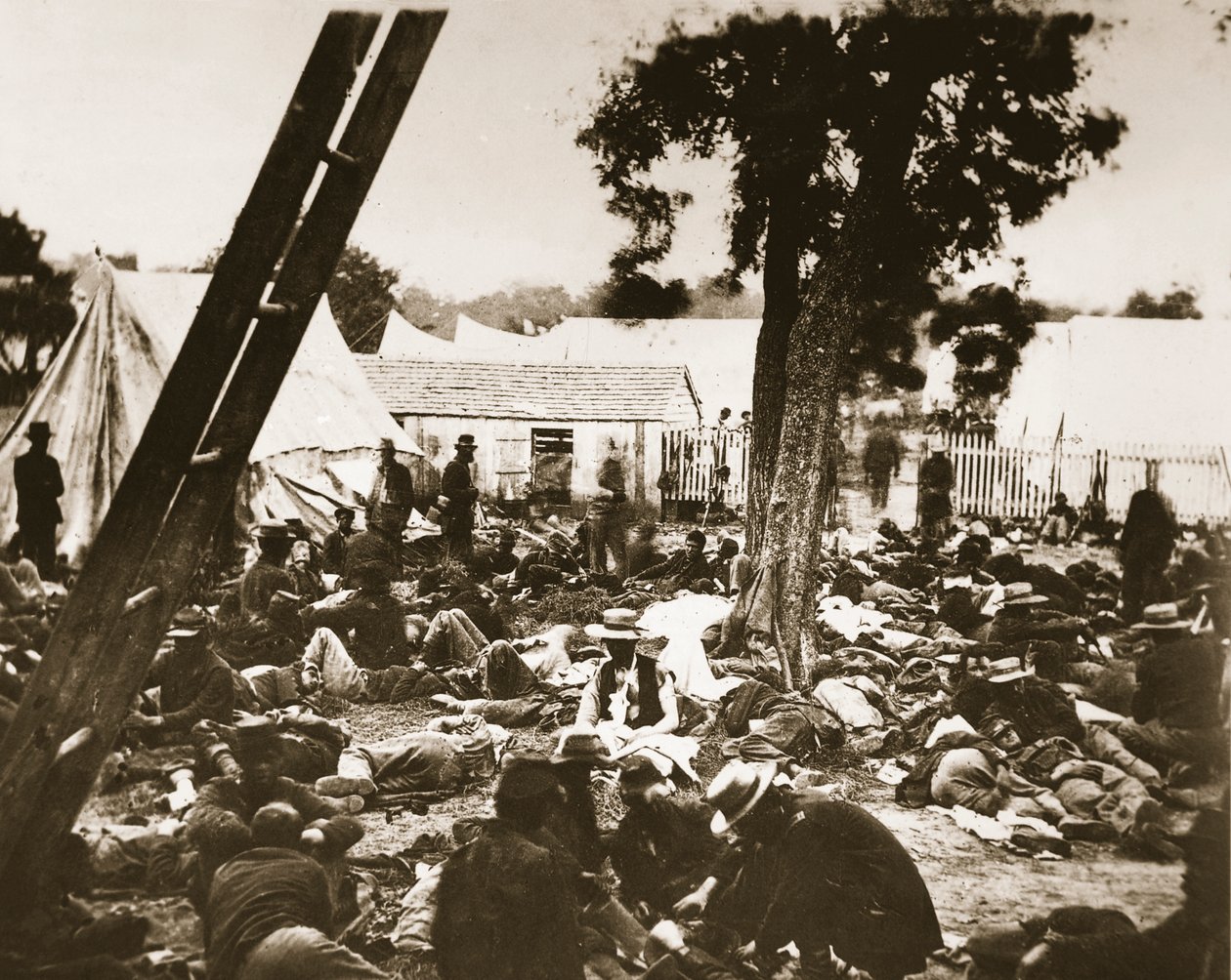 جرح جنود الاتحاد في Gaines Mill ، محطة سافاج بعد معركة فير أوكس ، فيرجينيا ، 1862 (التصوير الفوتوغرافي) بواسطة ماثيو ب برادي