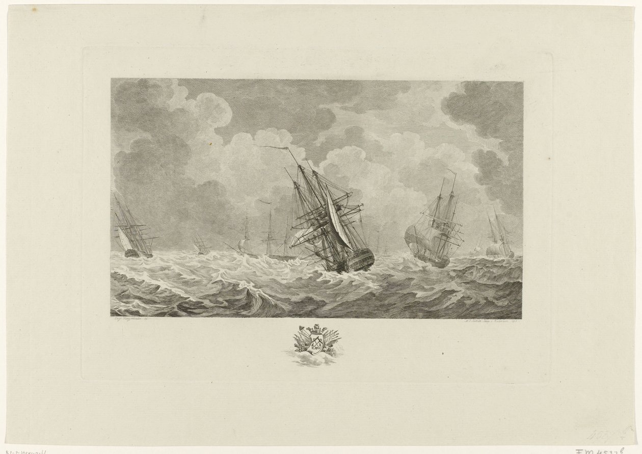 الأسطول الهولندي في العاصفة ، 1784 بواسطة ماتياس دي ساليث