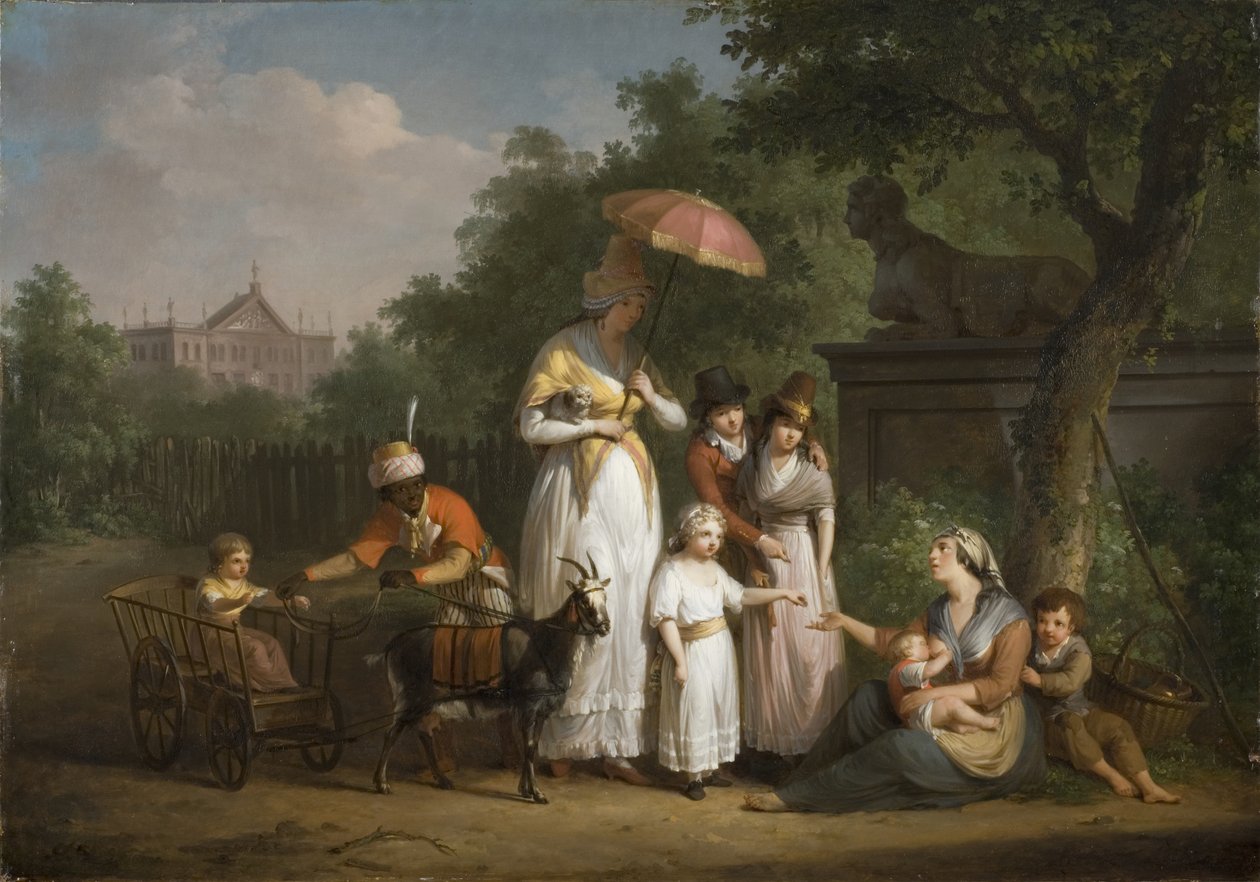 عائلة نبيلة توزع الصدقات في متنزه ، 1793 بواسطة Mathieu Ignace van Bree