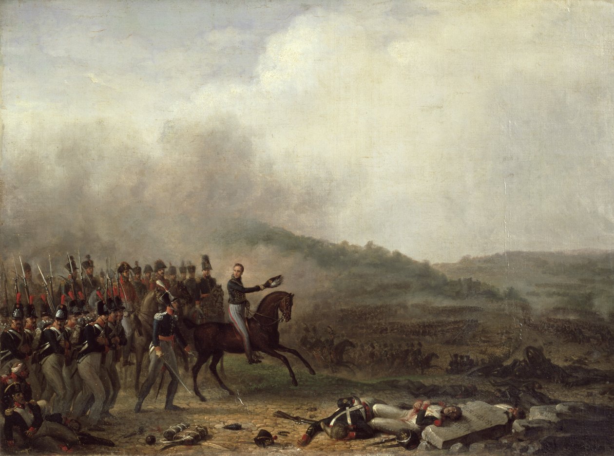 فيليم فريدريك (1772-1843) أمير أورانج في معركة كواتر براس بواسطة Mathieu Ignace van Bree