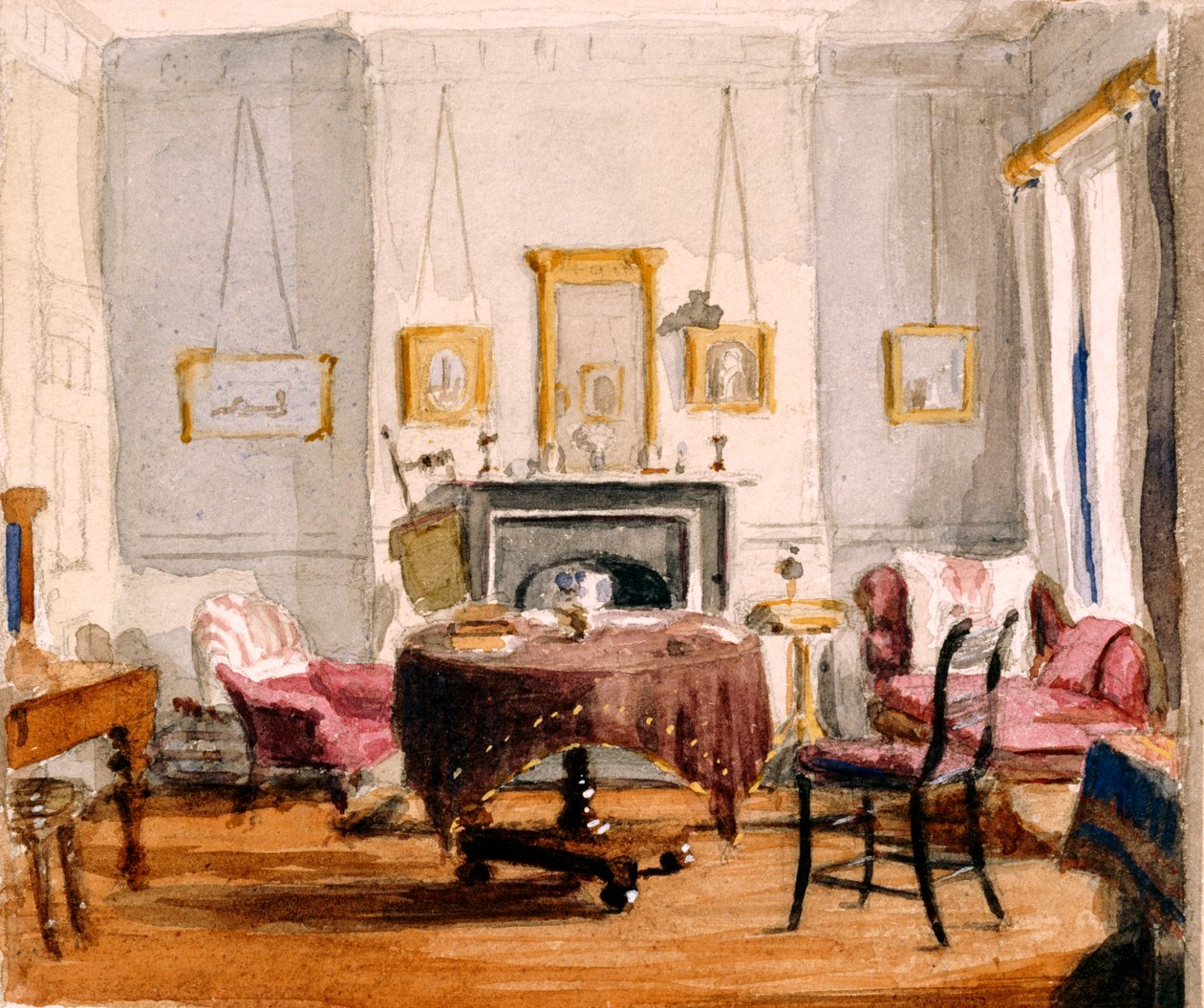 The Drawing Room at 59 Seymour Street، c.1850 (مرحاض على ورق) بواسطة ماتيلدا شارب
