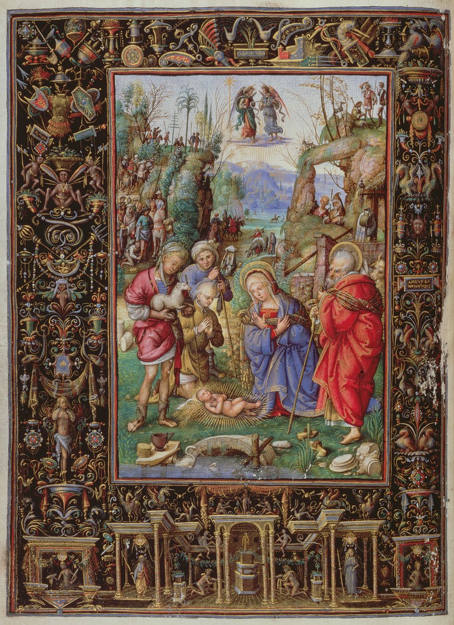 ييتس طومسون 29 f.15b-16 العشق للرعاة ، من "ساعات بونابرت غيسليري" ، بولونيا ، حوالي 1500 (ورق) بواسطة ماتيو دا ميلانو