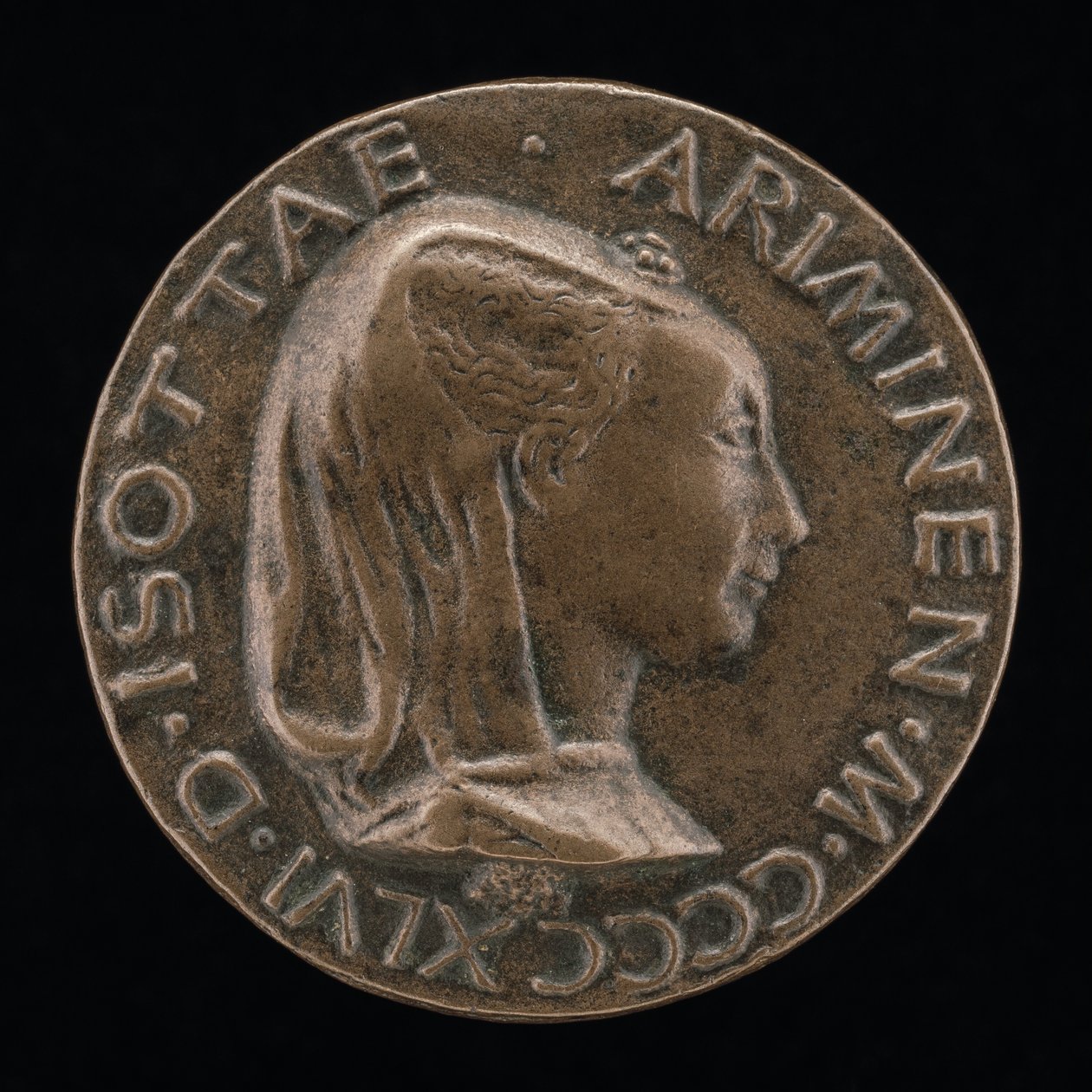 Isotta degli Atti، 14321433-1474، Mistress 1446، then زوجة بعد 1453 من Sigismondo Malatesta [obv بواسطة Matteo di Andrea de Pasti