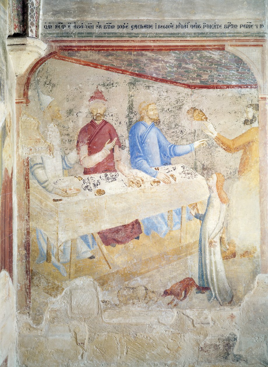 عيد هيرودس ، مشهد من "حياة القديس يوحنا المعمدان" في كنيسة القديس جان ، 1346-48 بواسطة Matteo di Giovanetto da Viterbo