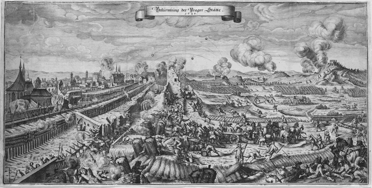 معركة براغ في أكتوبر 1648 ، 1648. بواسطة ماتيوس الأكبر ميريان
