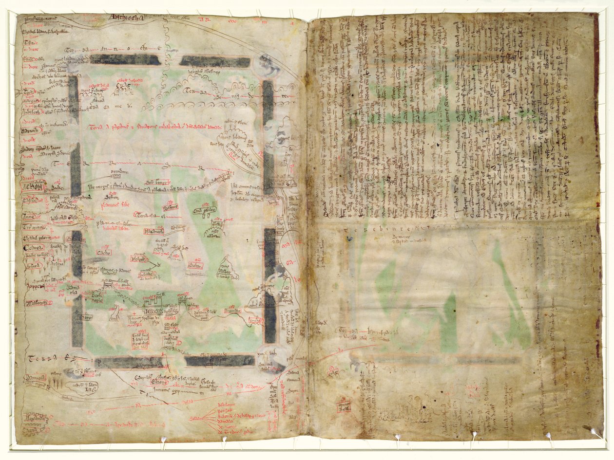 MS CCC 2 * f.2v خريطة فلسطين (شهادة جامعية) بواسطة ماثيو باريس