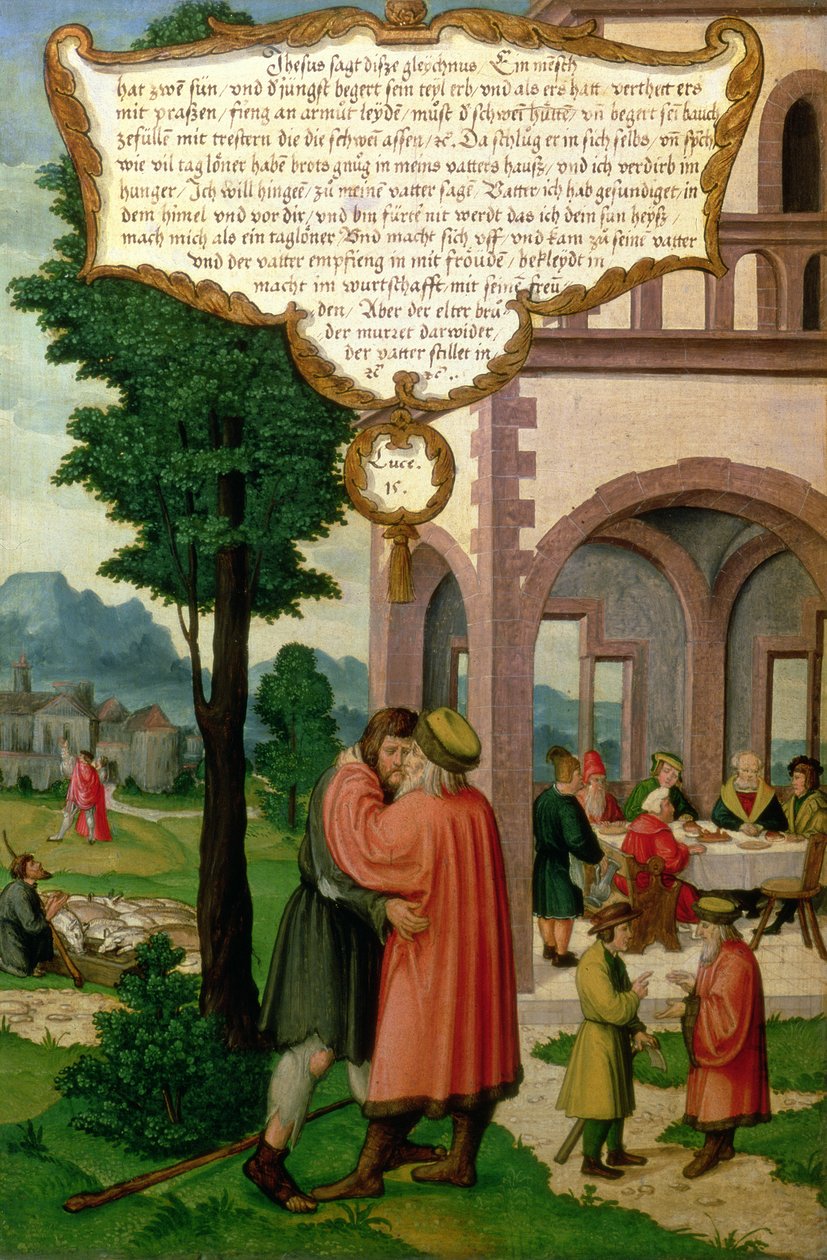 مثل الابن الضال ، مقطع من Mompelgarter Altarpiece بواسطة ماتياس جيرونج أو جيرو