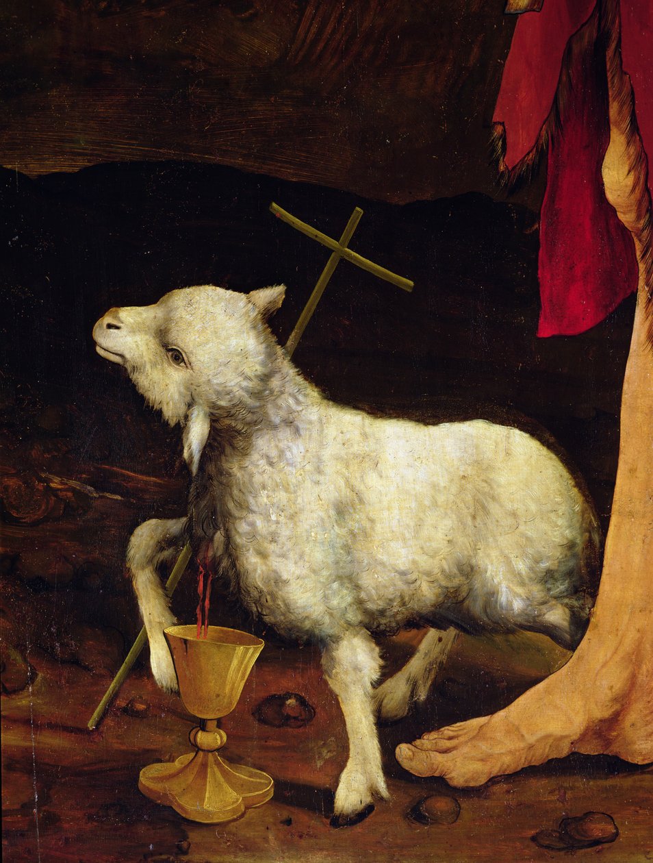 تفاصيل للصليب من Isenheim altarpiece تفاصيل خروف ، c.1512-16 ، زيت على لوحة بواسطة ماتياس جرونوالد