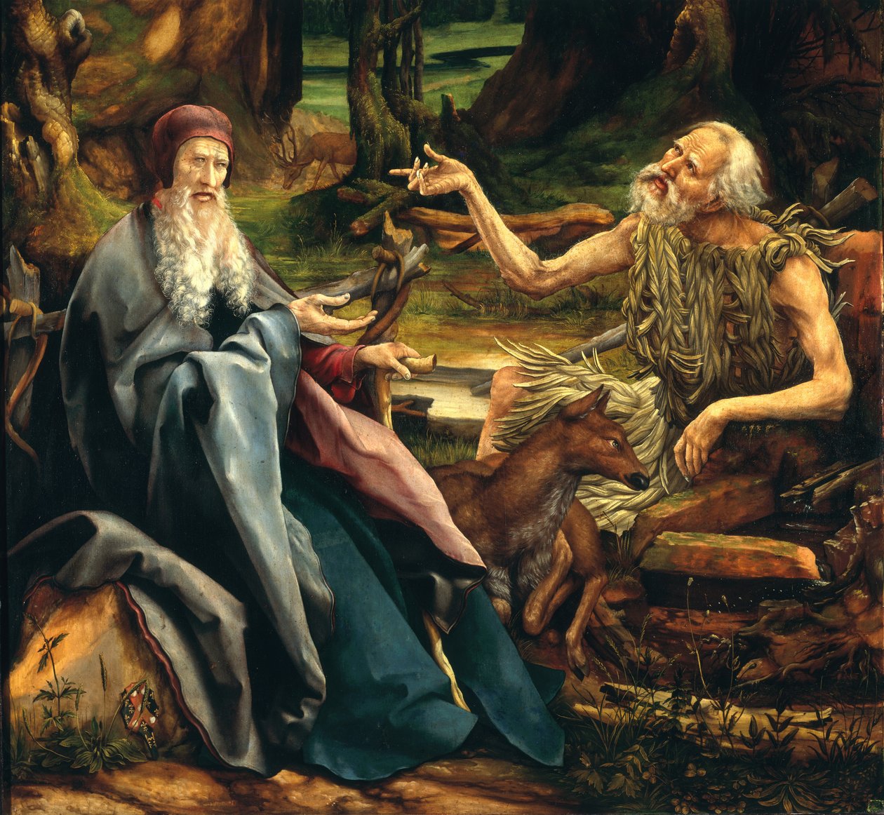 القديس أنتوني والقديس بولس ، التفاصيل من Isenheim Altarpiece ، 1512-15 بواسطة ماتياس جرونوالد