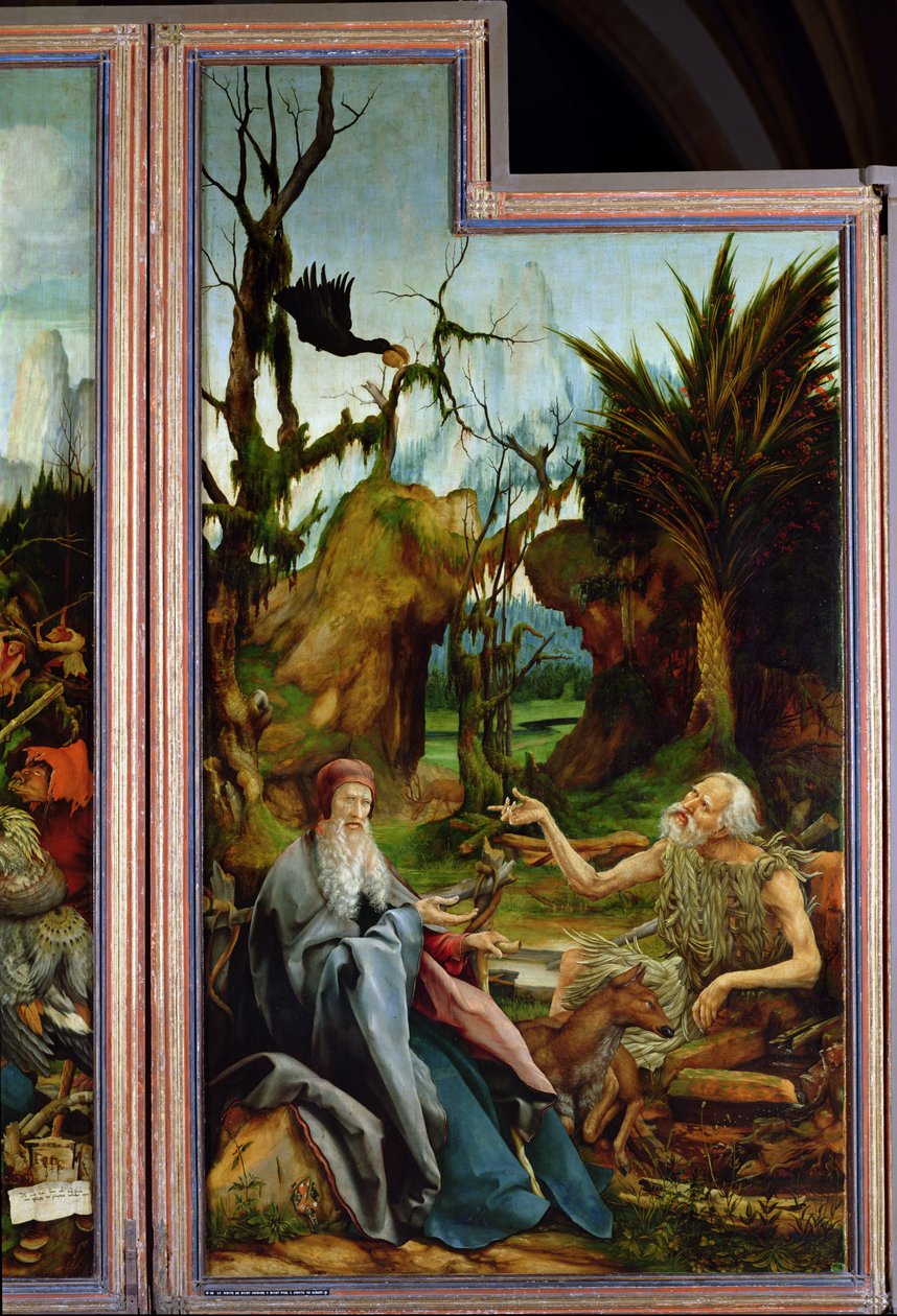 القديس أنتوني والقديس بولس ، التفاصيل من Isenheim Altarpiece ، c.1512-16 بواسطة ماتياس جرونوالد