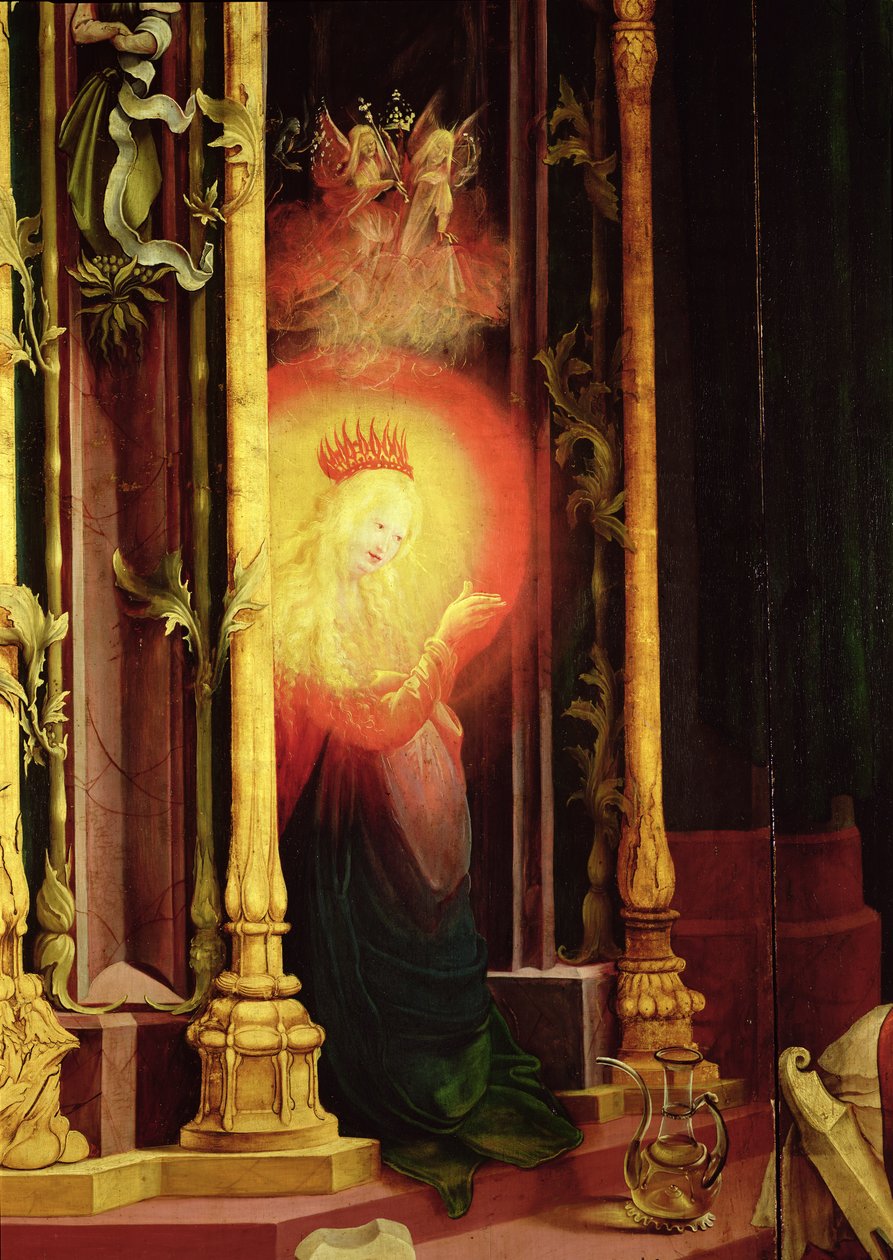 العذراء مضاءة ، التفاصيل من حفل الملائكة من إيزنهايم Altarpiece ، c.1512-16 بواسطة ماتياس جرونوالد