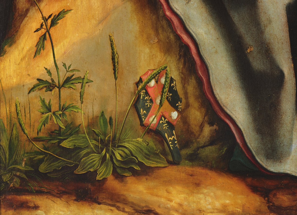 زيارة القديس أنطونيوس إلى القديس الناسك. تفاصيل قمة Guido Gersi من مذبح Isenheim ، c.1512-16 زيت على لوحة بواسطة ماتياس جرونوالد