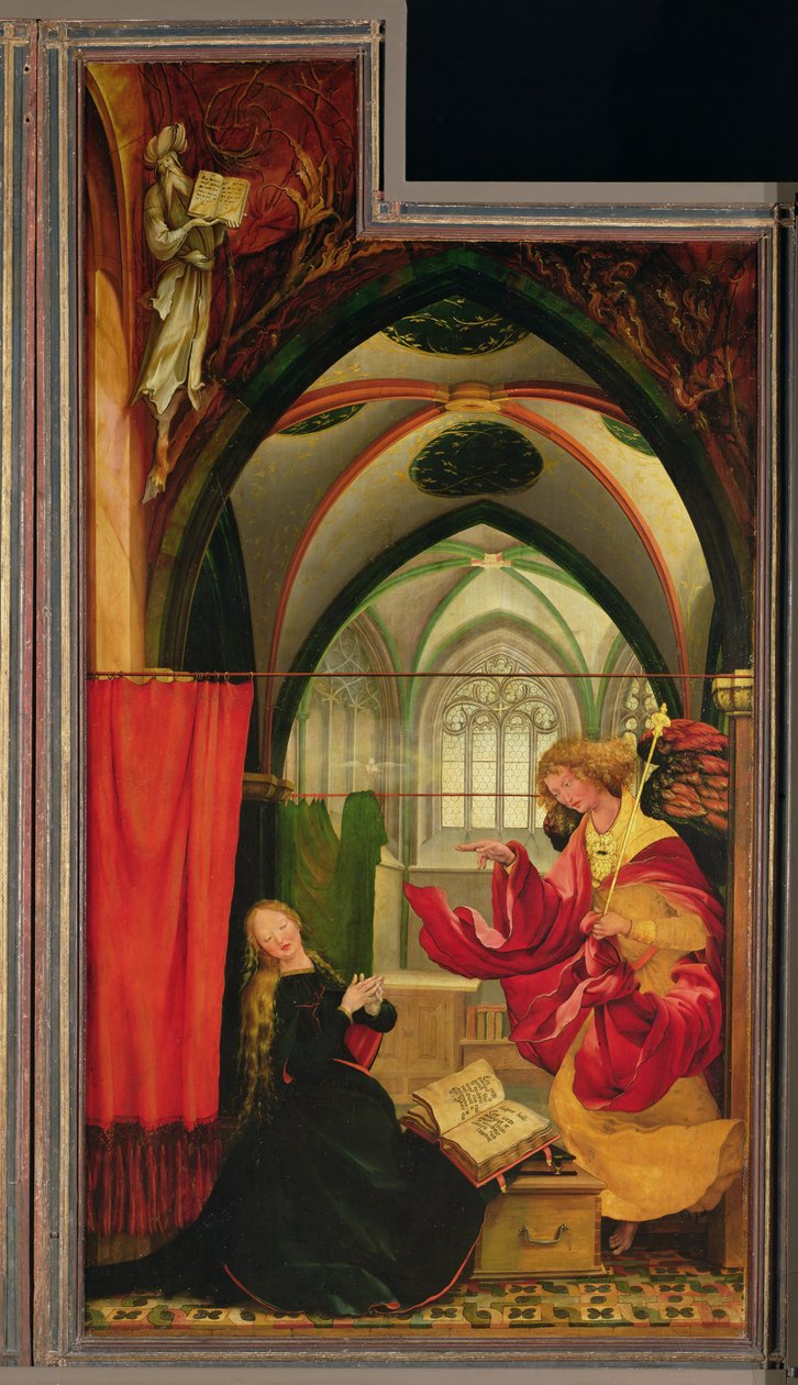 Isenheim Altarpiece. الجناح الأيسر: البشارة بواسطة ماتياس جرونوالد