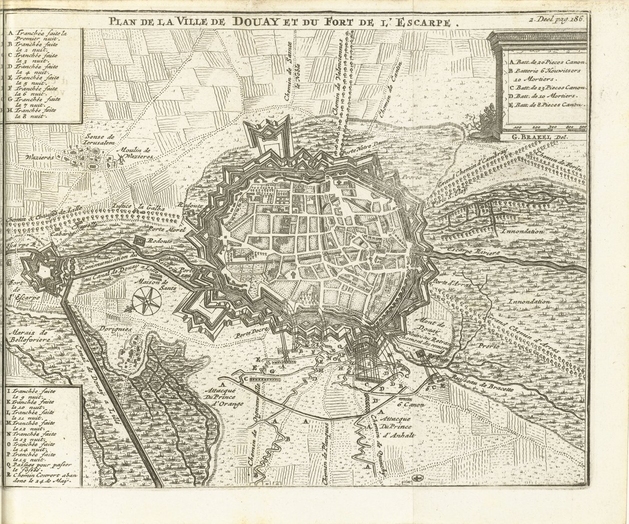 بيلج فان دواي ، 1710 Plan de la Ville de Douay et du Fort de l