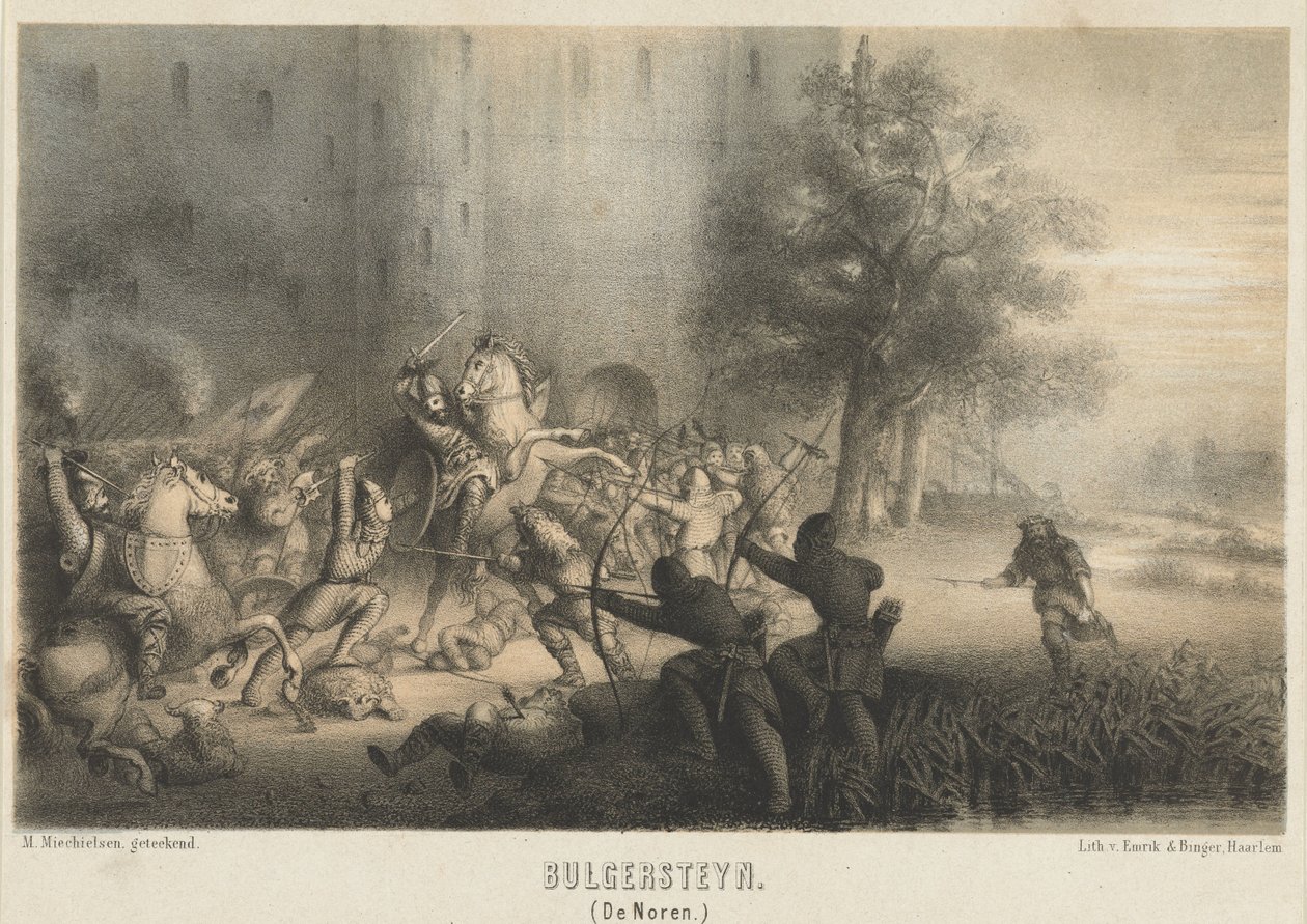 بولجرستين محاصر من قبل النورمان ، حوالي 810 Bulgersteyn (النرويجيين) (العنوان على الكائن) بواسطة ماتيس ويليم جيراردوس ميشيلسن