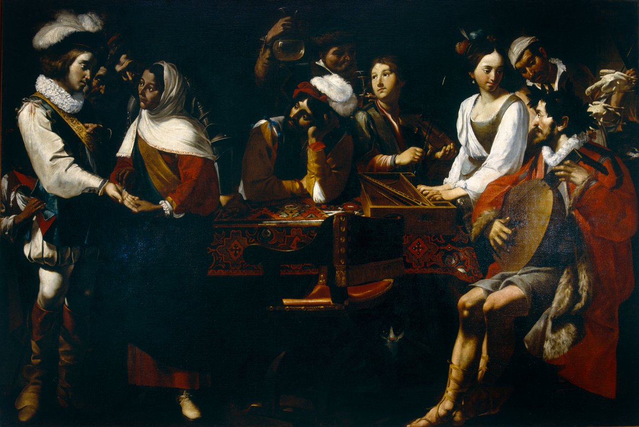 تاسو في محكمة فيرارا (أو رمزية الحواس الخمسة) ، c.1630-90 بواسطة ماتيا بريتي