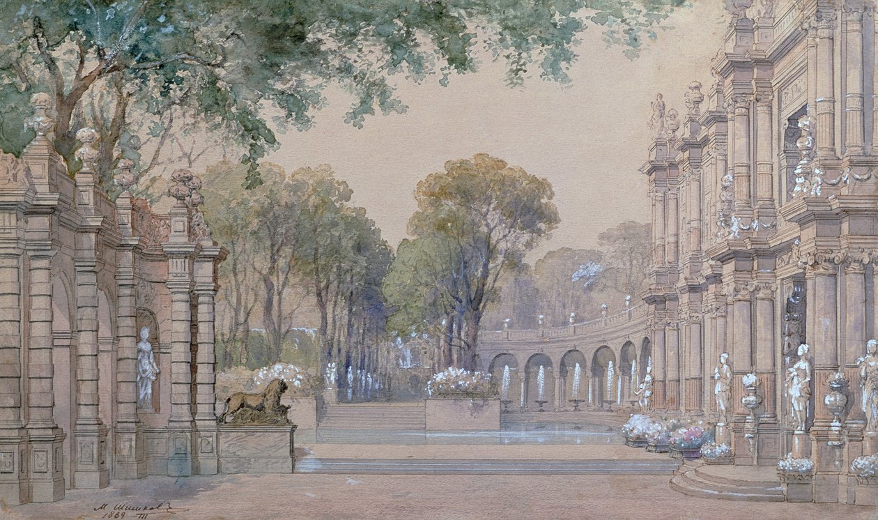 رسم لباليه تشايكوفسكي ، "الجمال النائم" ، 1889 بواسطة ماتفي أندرييفيتش شيشكوف