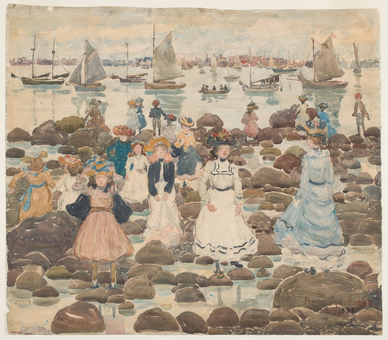 Low Tide ، Beachmont ، c.1902 (مرحاض فوق الجرافيت على الورق) بواسطة موريس برازيل برندرغاست