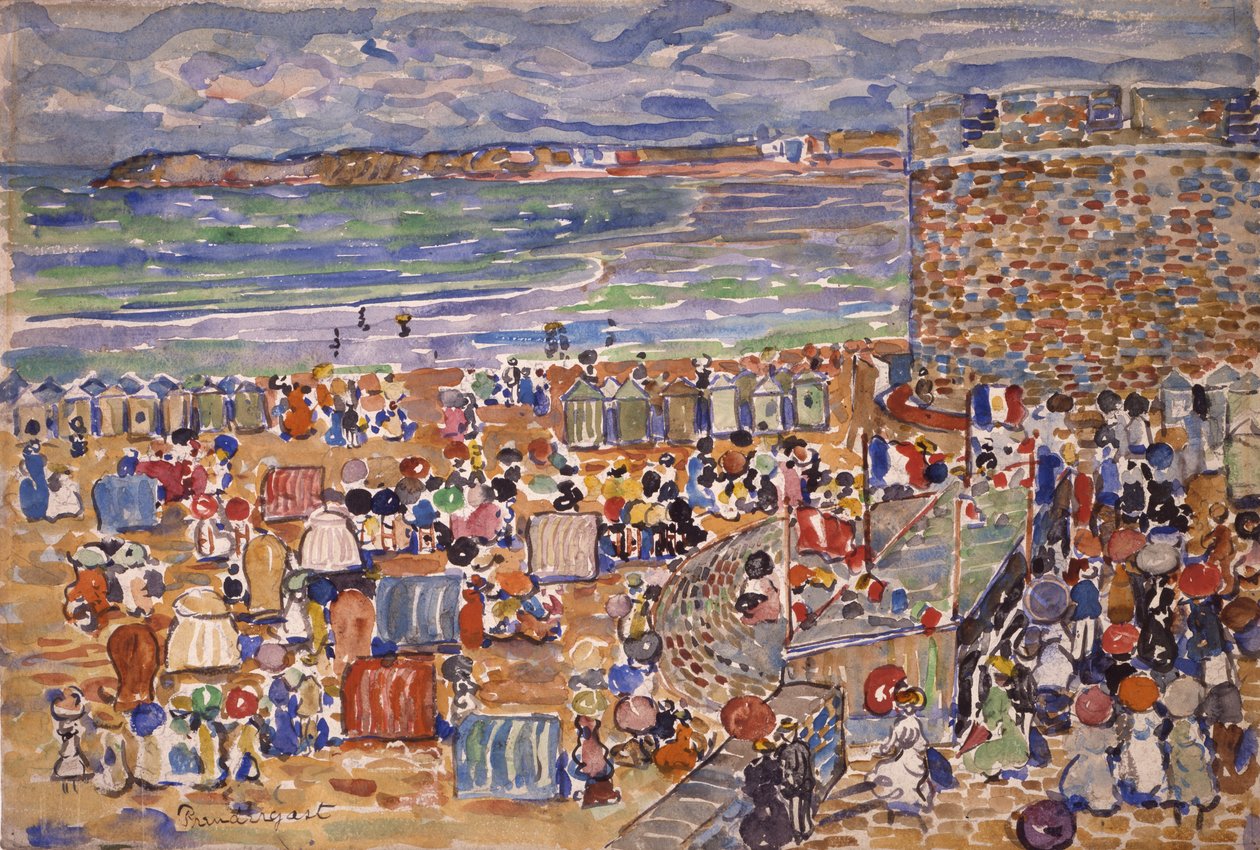 على الشاطئ ، سانت مالو ، c.1907 بواسطة موريس برازيل برندرغاست