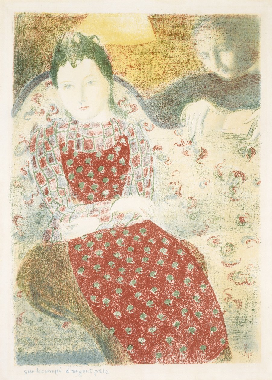 Sur le Canape dargent Pale (On the Pale Silver Couch) ، 1898 (الطباعة الحجرية بألوان على ورق منسوج) بواسطة موريس دينيس
