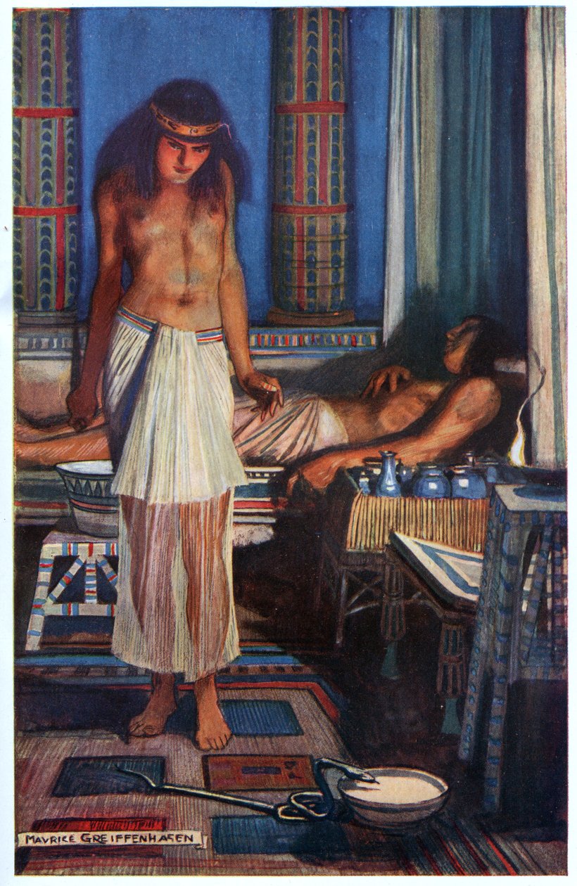Luring the Doom Serpent ، رسم توضيحي من "الأسطورة المصرية والأسطورة" ، نشرته شركة جريشام للنشر. بواسطة موريس غريفنهاغن