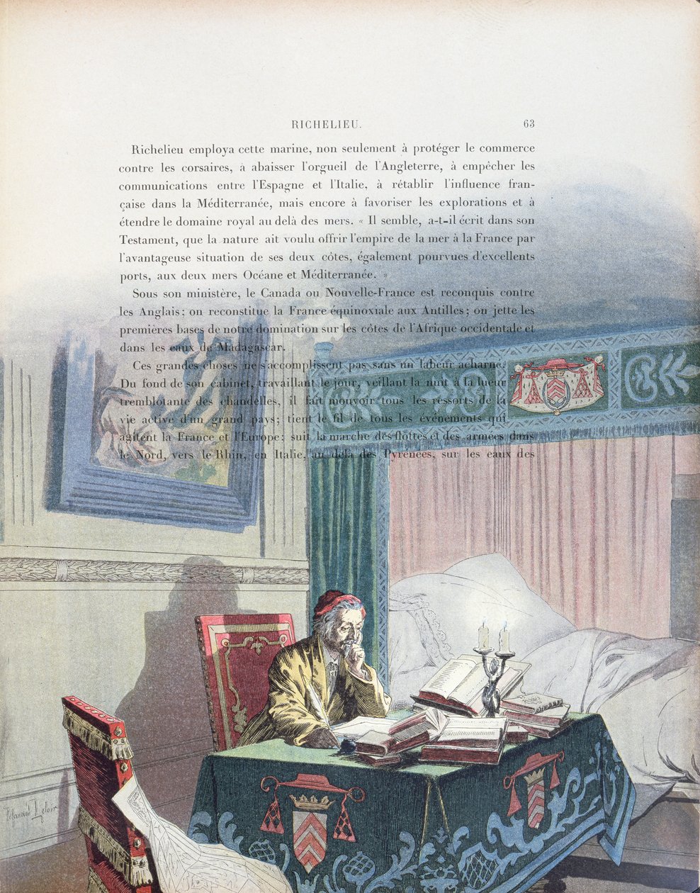 Armand-Jean du Plessis ، الكاردينال دي ريشيليو (1585-1642) كرجل عجوز ، رسم توضيحي من حياة ريشيليو بواسطة ثيودور كامو ، 1910 بواسطة موريس ليلوار