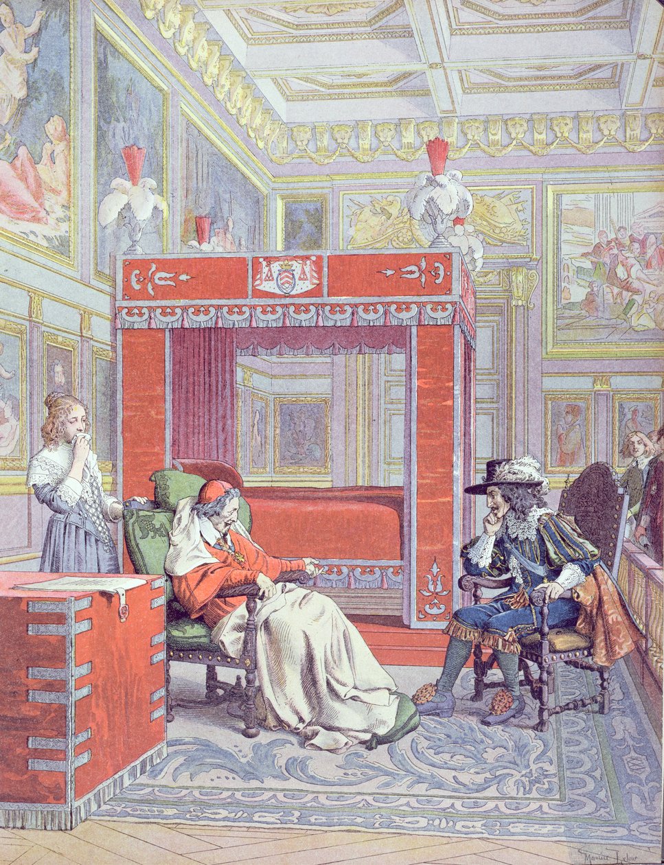 وفاة أرماند جان دو بليسيس ، الكاردينال ريشيليو (1585-1642) ، رسم توضيحي من حياة ريشيليو بواسطة ثيودور كامو ، 1910 بواسطة موريس ليلوار
