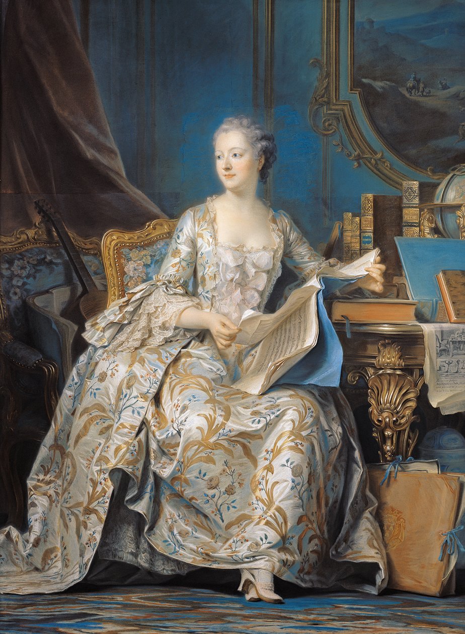 جين بواسون (1721-64) ، ماركيز دي بومبادور ، 1755 (باستيل على ورق مثبت على قماش) بواسطة موريس كوينتين دي لا تور