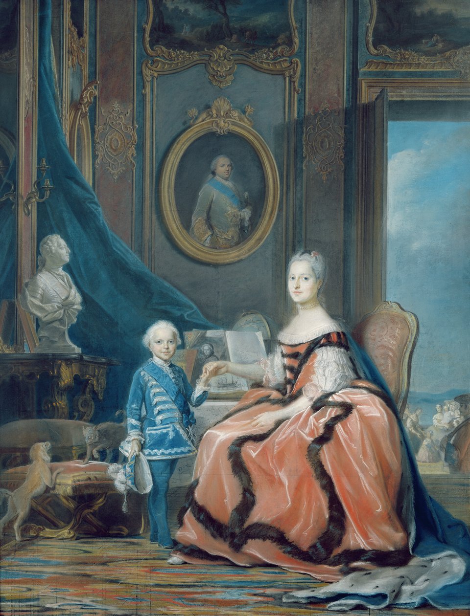 صورة ماري جوزيف دي ساكس (1731-67) دوفين من فرنسا وابنها لويس جوزيف كزافييه دي فرنسا (1751-61) دوق بورغوندي ، c.1760-61 (باستيل) بواسطة موريس كوينتين دي لا تور