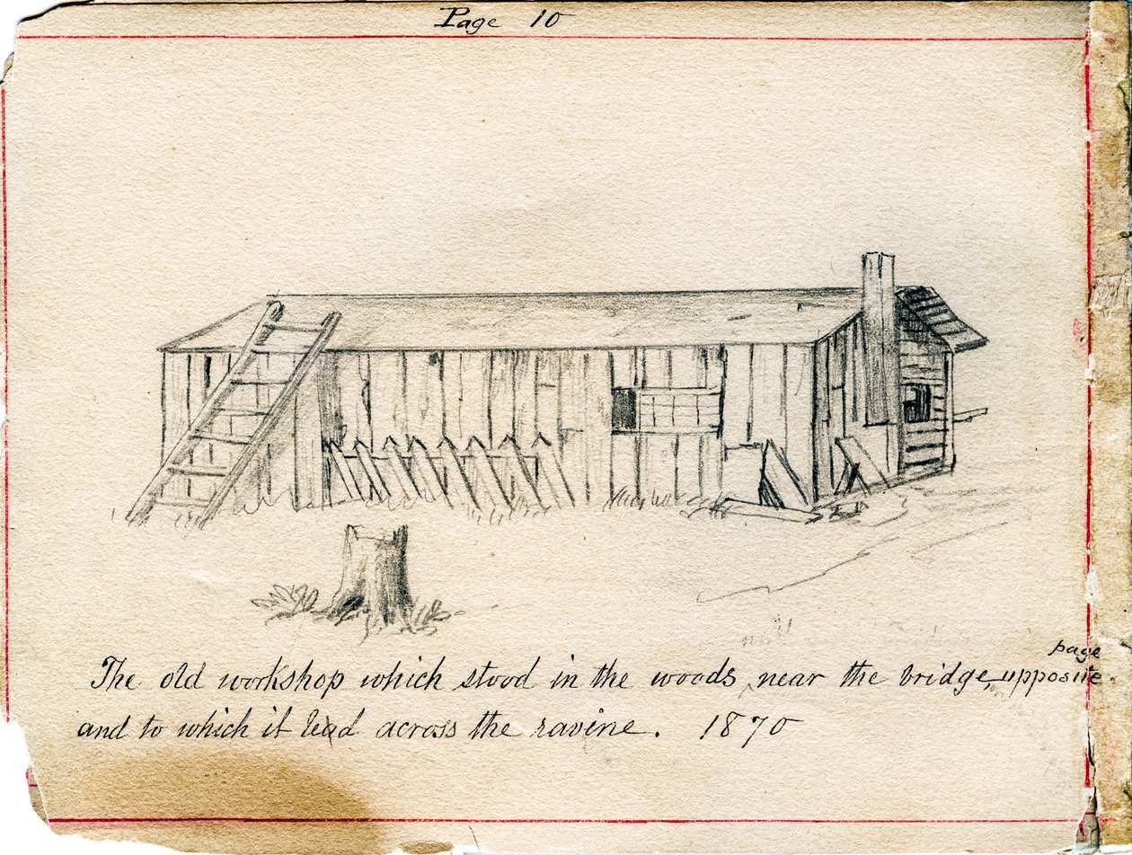 ورشة عمل على أرض راهبات العناية الإلهية للقديسة مريم أوف ذا وودز ، إنديانا عام 1870 بواسطة موريس شنيل