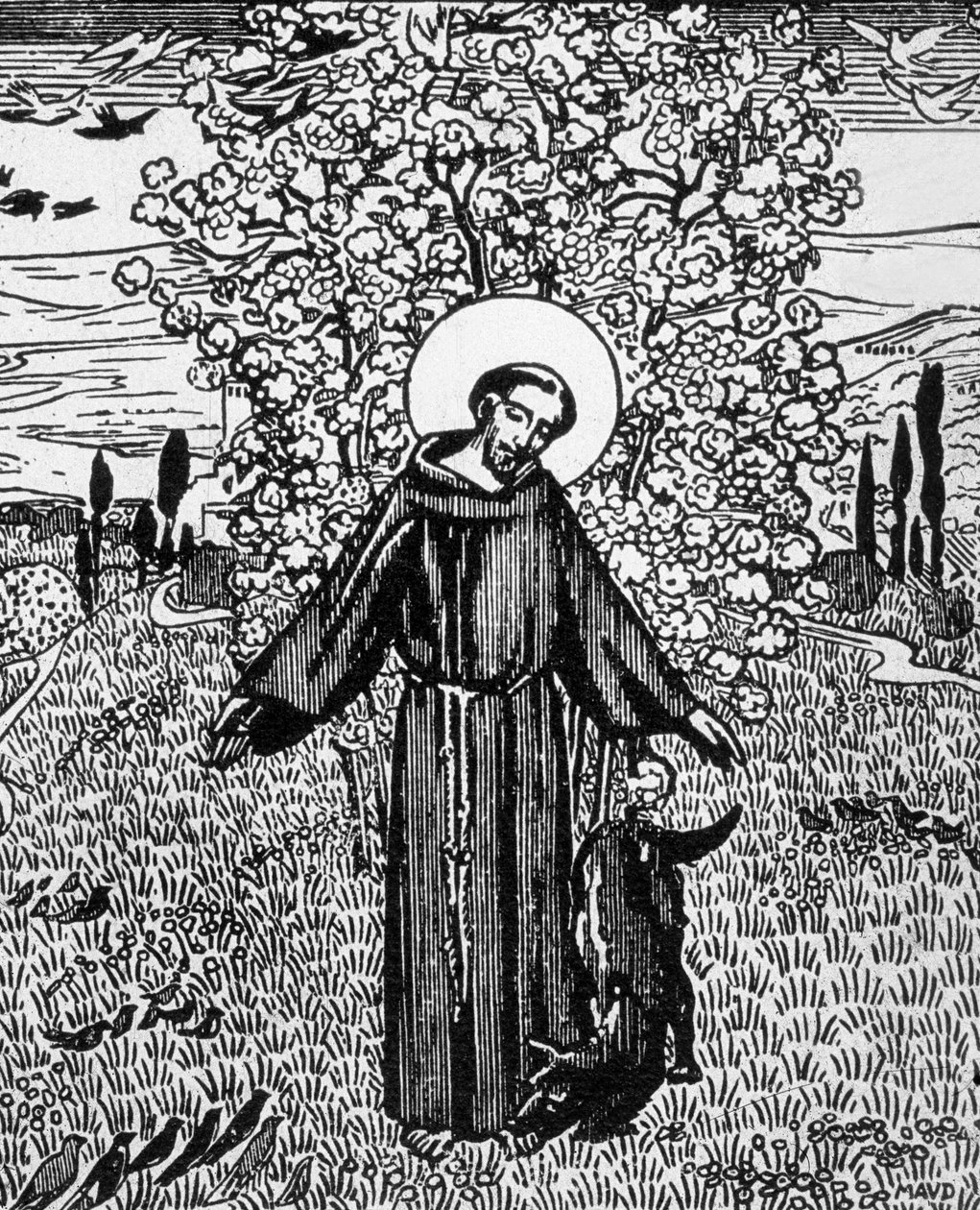 القديس فرنسيس الأسيزي (1181-1226) نقشه جاك بلتراند بعد رسم موريس دينيس بواسطة موريس (بعد) دينيس