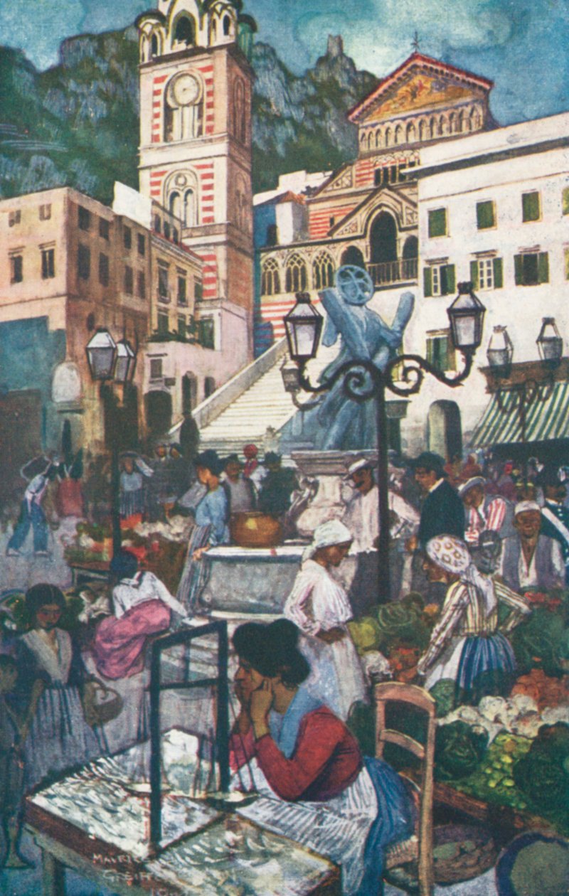 أمالفي والساحة والدومو (طباعة حجرية ملونة) بواسطة موريس (بعد) غريفنهاغن