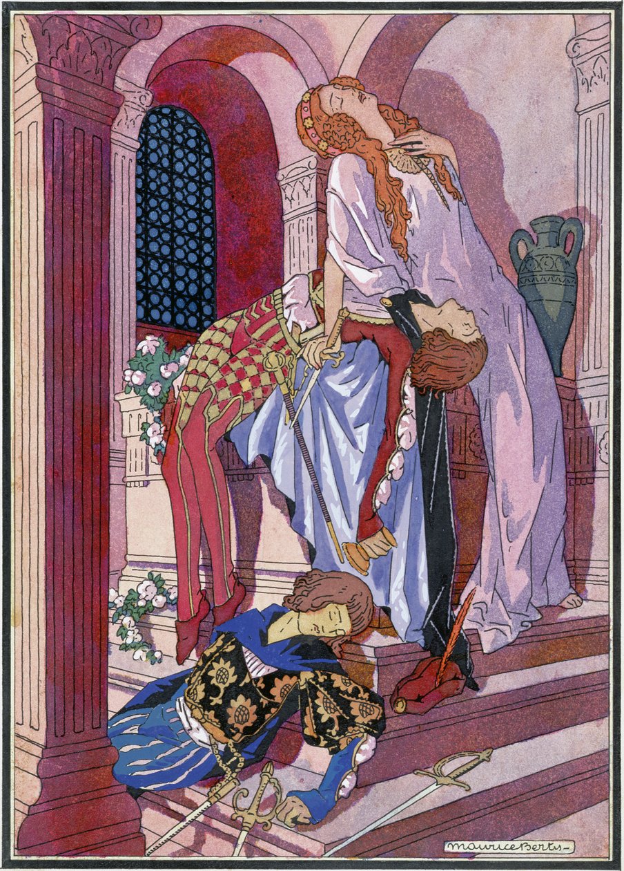 موت روميو وجولييت ، المشهد الأخير من مسرحية ويليام شكسبير (1564-1616) (ليثو) بواسطة موريس بيرتي