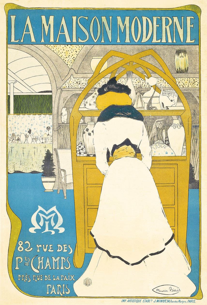 ملصق يعلن عن معرض الفنون الباريسية "La Maison Moderne" الذي افتتحه يوليوس ماير جريف في عام 1899 ، 1898 بواسطة موريس بيايس