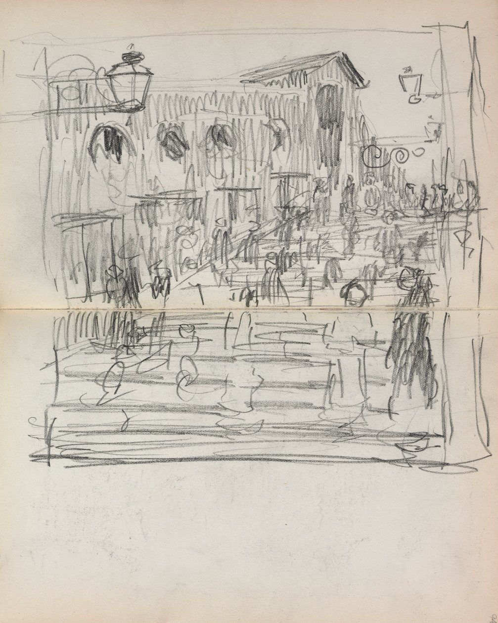 كراسة الرسم الإيطالية: جسر بأشكال صفحة 93 و 94 ، 1898-1899. بواسطة موريس برازيل برندرغاست