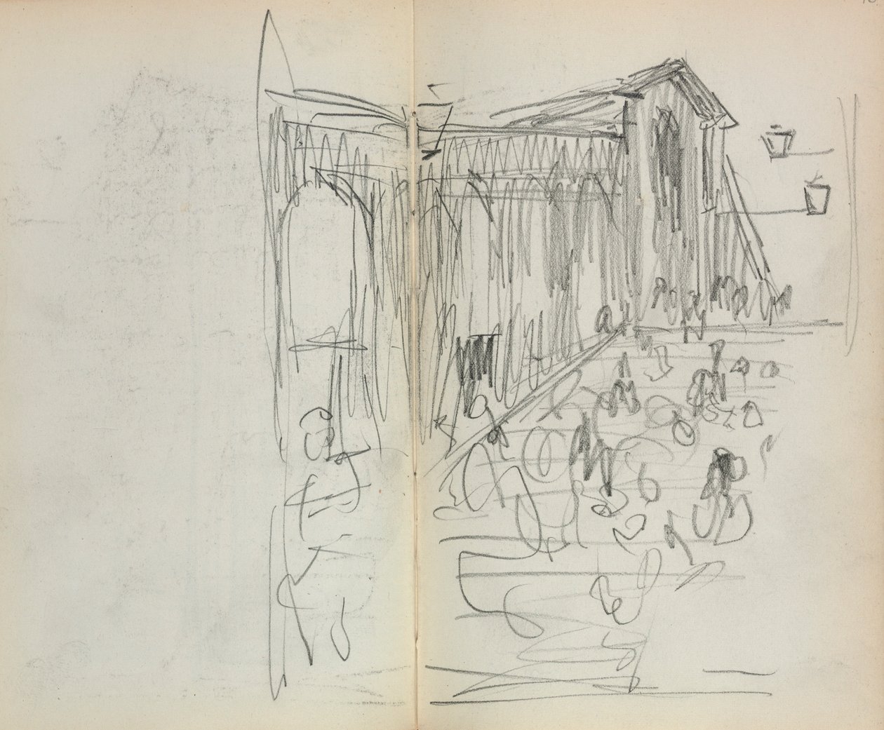 كراسة الرسم الإيطالية: جسر بأشكال صفحة 95 و 96 ، 1898-1899. بواسطة موريس برازيل برندرغاست