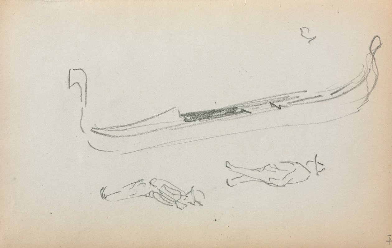 كراسة الرسم الإيطالية: جندول واثنين من جندوليير الصفحة 14 ، 1898-1899. بواسطة موريس برازيل برندرغاست