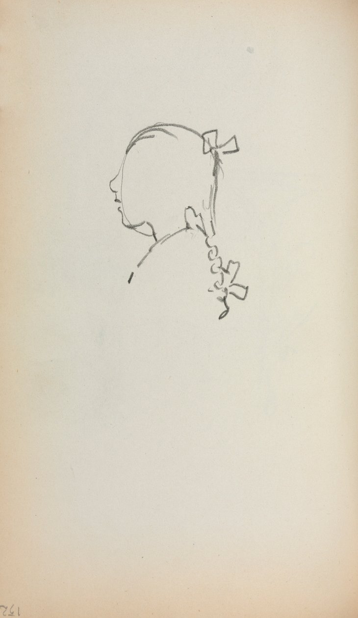 كراسة الرسم الإيطالية: رأس فتاة في صفحة الملف الشخصي 152 ، 1898-1899. بواسطة موريس برازيل برندرغاست