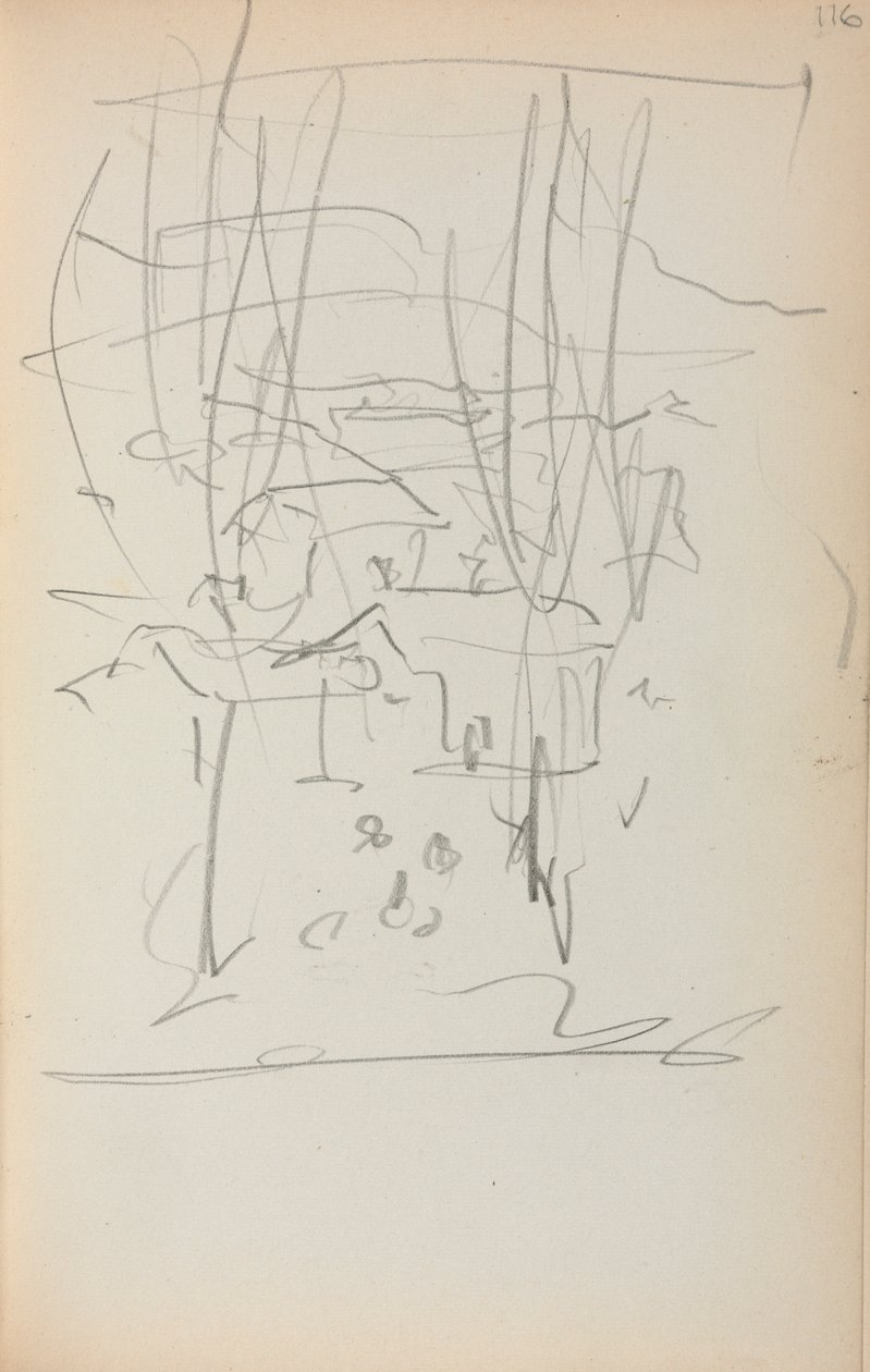 كراسة الرسم الإيطالية: صفحة المناظر الطبيعية 116 ، 1898-1899. بواسطة موريس برازيل برندرغاست