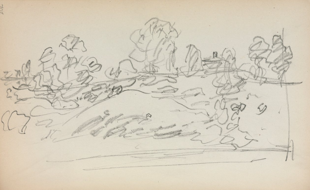 كراسة الرسم الإيطالية: صفحة المناظر الطبيعية 202 ، 1898-1899. بواسطة موريس برازيل برندرغاست