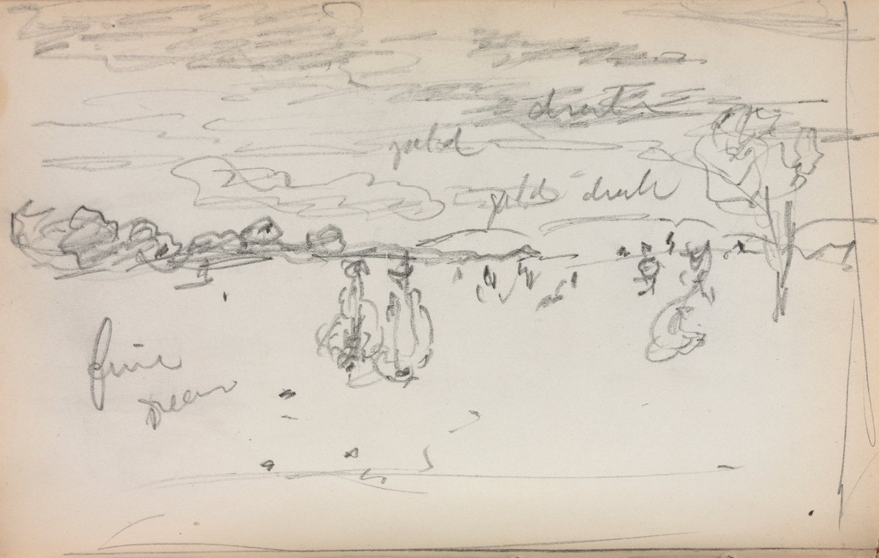 كراسة الرسم الإيطالية: صفحة المناظر الطبيعية 57 ، 1898-1899. بواسطة موريس برازيل برندرغاست