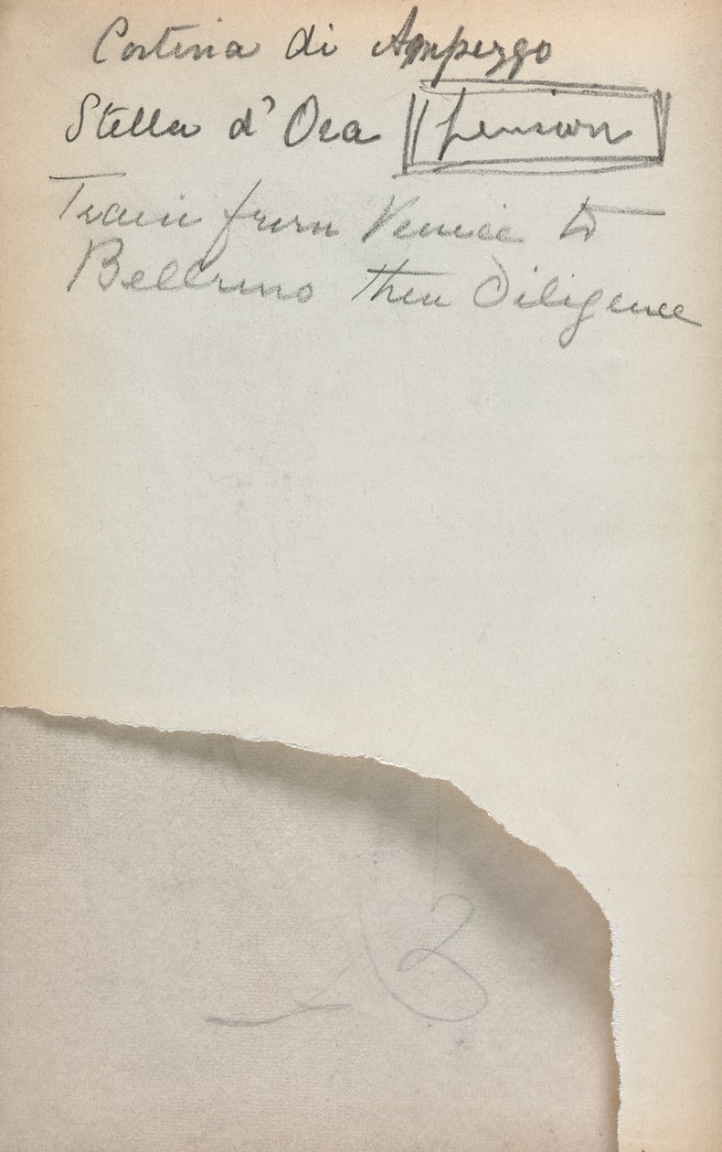 كراسة الرسم الإيطالية: ملاحظات الصفحة 3 ، 1898-1899. بواسطة موريس برازيل برندرغاست