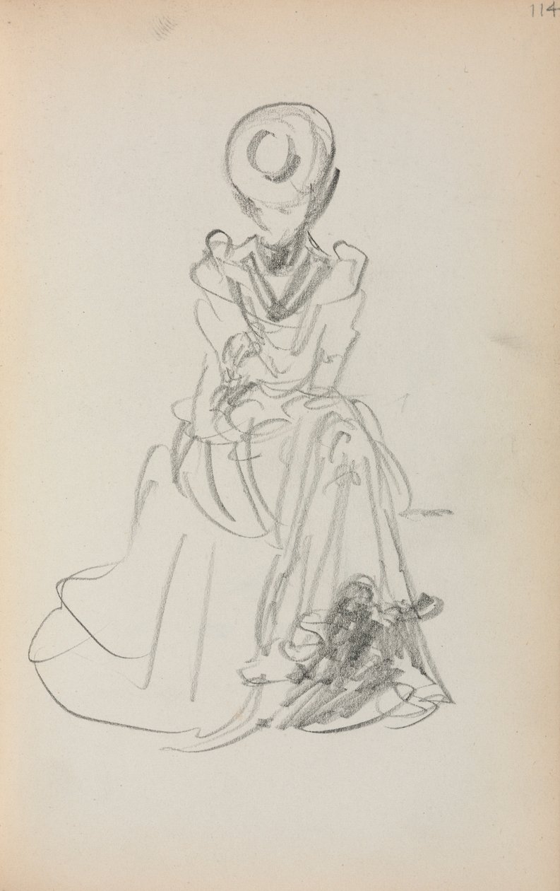 كراسة الرسم الإيطالية: امرأة جالسة صفحة 114 ، 1898-1899. بواسطة موريس برازيل برندرغاست