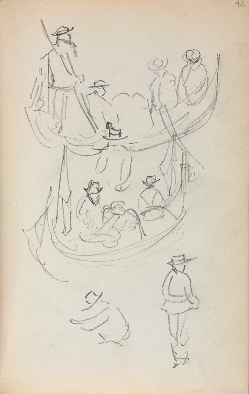 كراسة الرسم الإيطالية: جندولان بأرقام ، 1898-1899. بواسطة موريس برازيل برندرغاست
